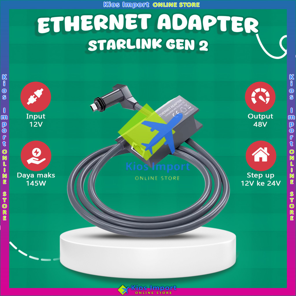 STARLINK ETHERNET ADAPTER / LAN / RJ45 Adapter Lan Starlink Gen 2 Starlink Internet Satelit