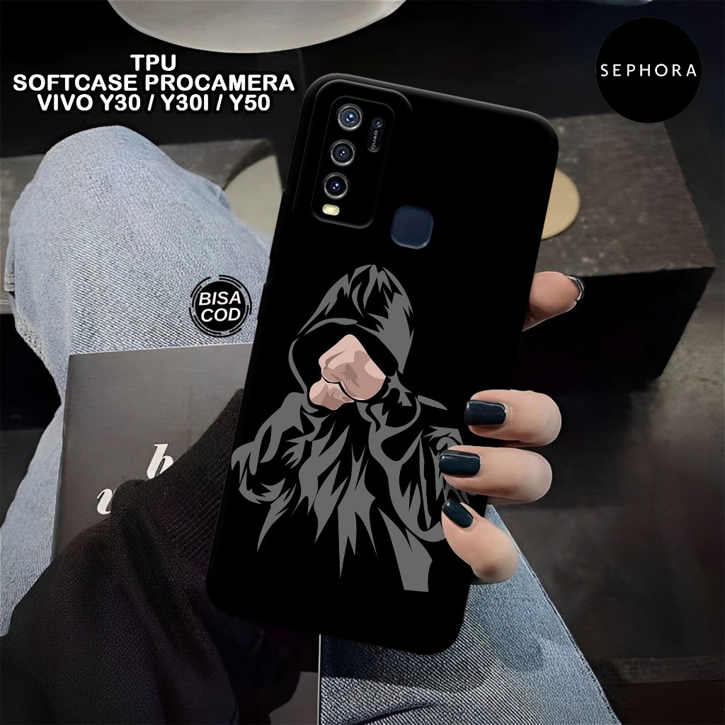 Case VIVO Y30 Y30i Y50 Terbaru - Fashion Case Hitam - Softcase VIVO Y30 Y30i Y50 - Case Pro Camera -