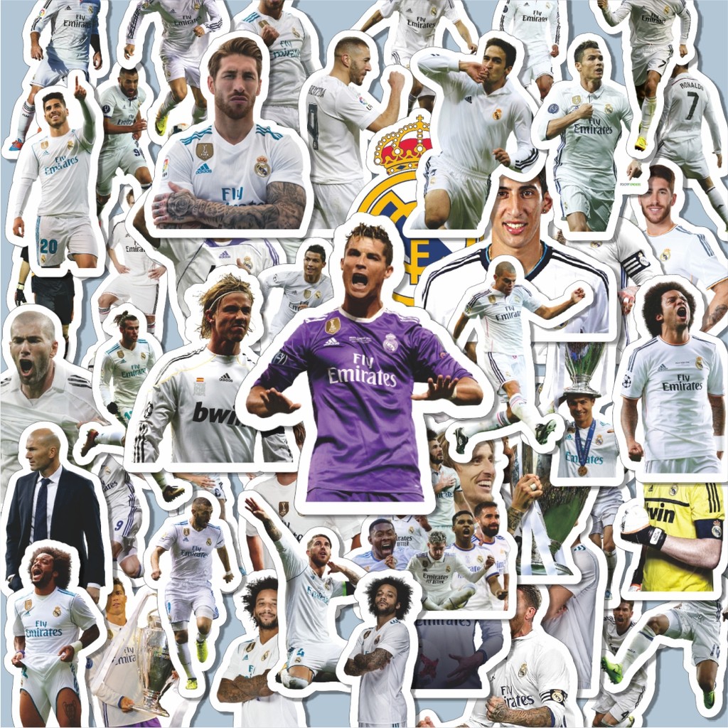 

100PCS Lucu Stiker Football Series Real Madrid FC Stiker Aesthetic Stiker Anti Air Stikers Berperekat Waterproof sticker decal buat Motor Helm Buku Journal Koper Casing HP Laptop Botol Minum Hadiah anak