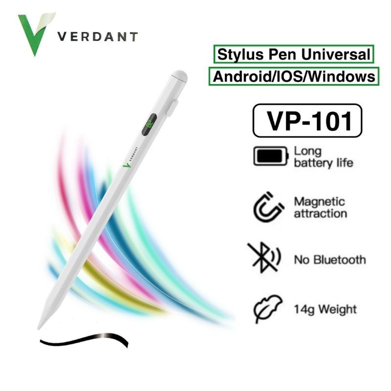 

VERDANT VP-101 STYLUS PEN PENCIL WITH DIGITAL DISPLAY,PALM REJECTION FOR ANDROID IOS/ANDROID