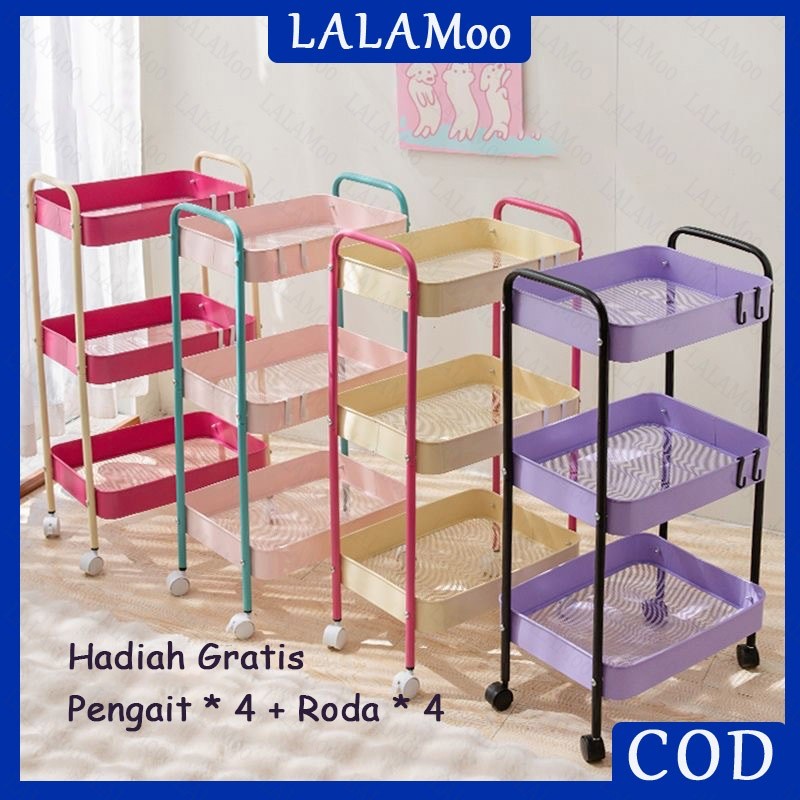 

Trolly Rak Penyimpanan Warna Macaron Susun 3 Tingkat Stora Rak Troli Plastik Steel Rak Penyimpanan Multifungsi Dengan Roda Perlengkapan Rumah Tangga Storage Trolley Wheels RackRak