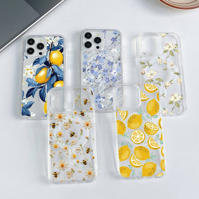 Summer Fruit Lemon Magsafe Wireless Charger Case For Iphone 16 Pro Max 15 14 12 13 11 Pro Max 16 7 8