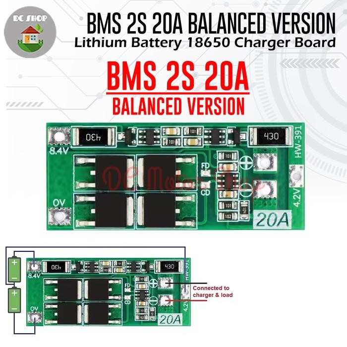 Lithium Battery 18650 2S 20A Charger BMS Protection Board Balance - Lithium Battery 18650 2S 20A