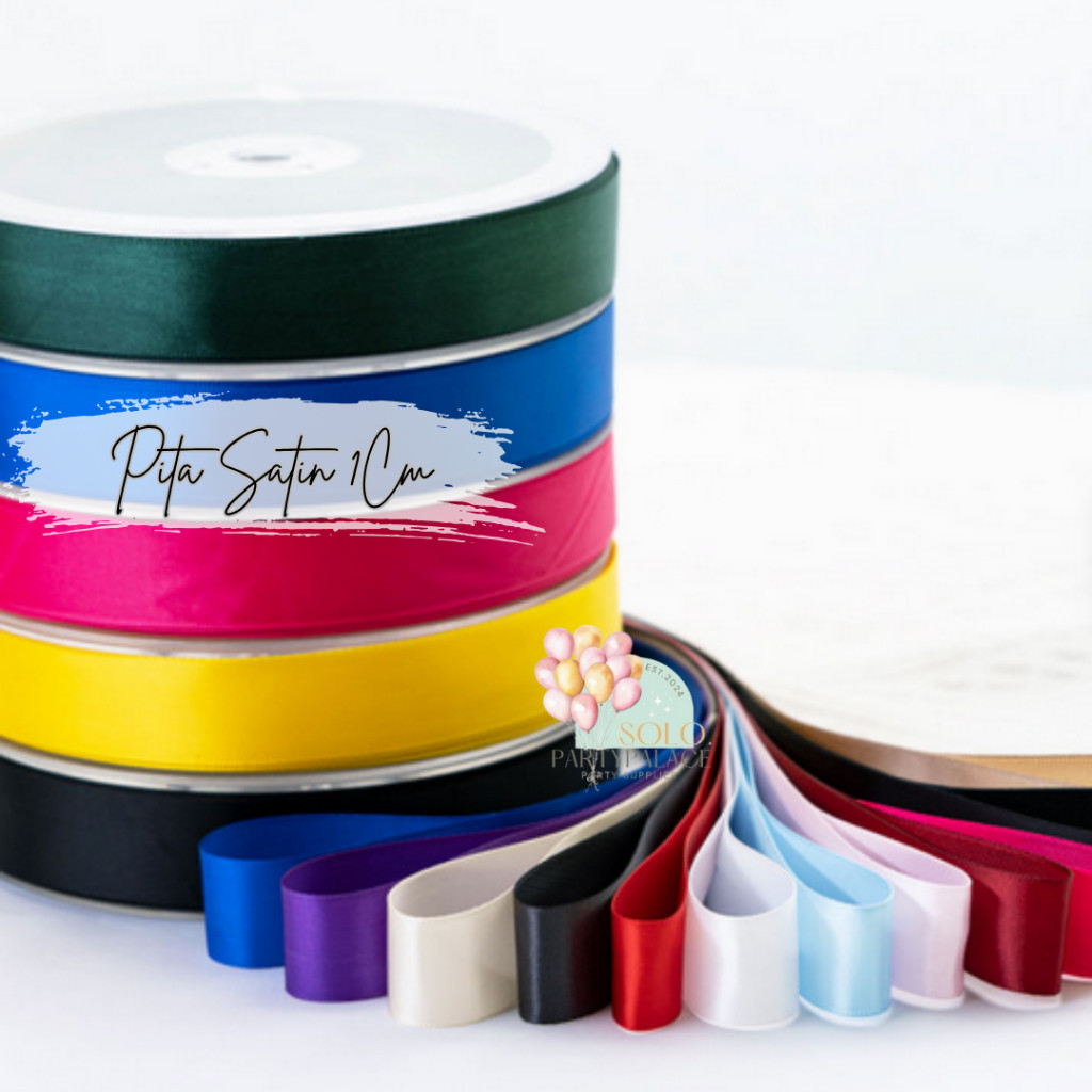 (SW) 1ROLL PITA SATIN 1CM PITA SATIN RIBBON KECIL BAHAN SATIN PREMIUM PITA KADO HADIAH GIFT BOUQUET 
