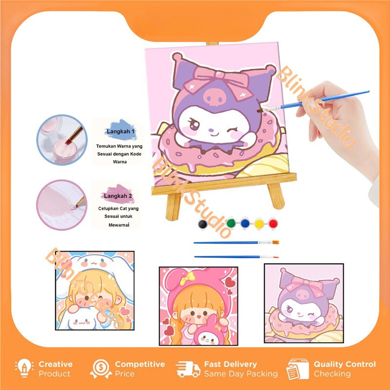 

DIY Paint By Numbers Kit / Canvas Paint By Number 20x20 Kartun Sanrio DIY