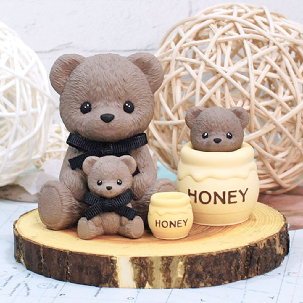 

Honey Jar Teddy Bear Silicone Candle Mould Multi Size Cartoon Animal Soap Making Set Baby Room Painting Plaster Doll Decor Gifts