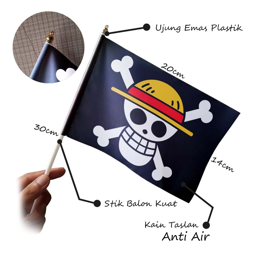 PROMO Bendera One Piece Kecil, Bendera Tangan Mugiwara Luffy