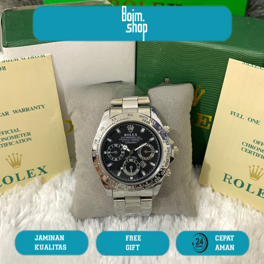 JAM TANGAN COUPLE ROLEX DAYTONA - TANGGAL AKTIF - CHRONO VARIASI - FREE FULLSET BOX - TERLARIS 