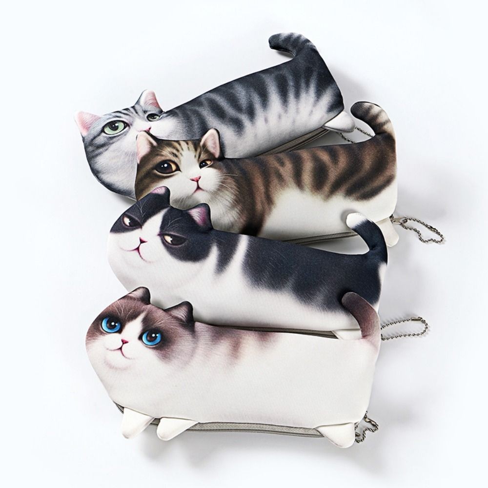 

New Funny 3D Simulation Cat Pen Bag Large Capacity Stationery Bag Student Pencil Case Pen Storage Bag Learning Office Supplies