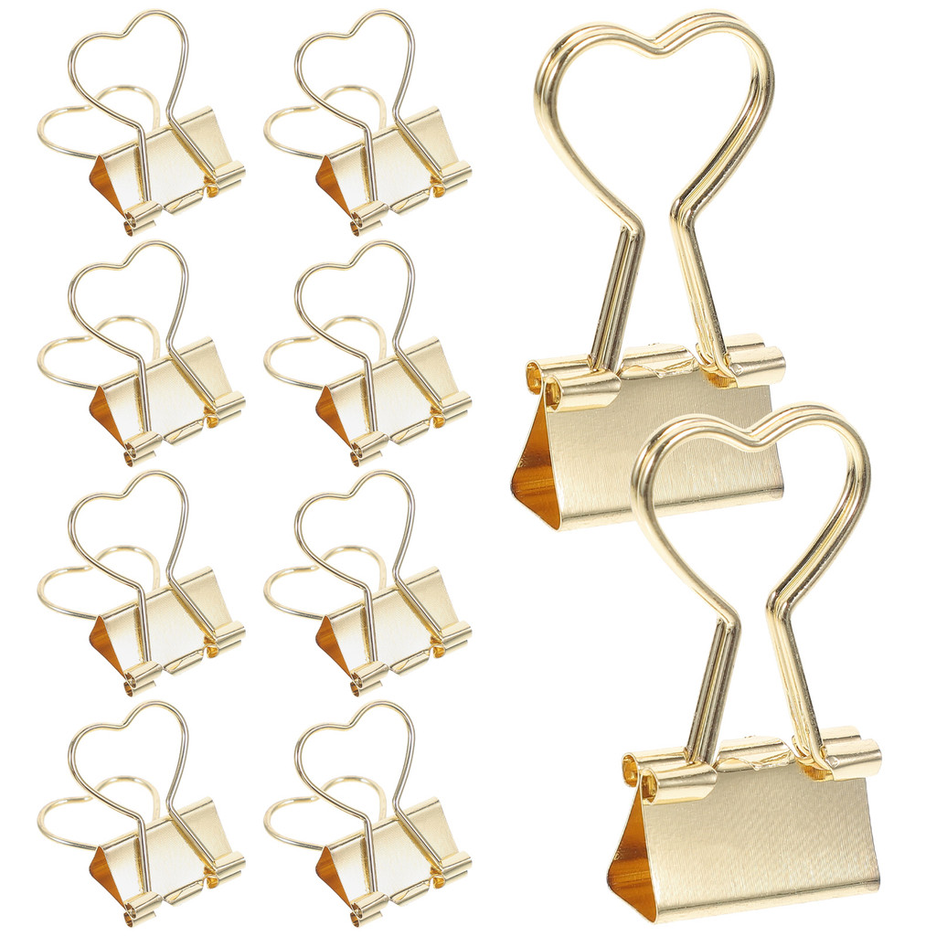 

10 Pcs Love Shape Metal Binder Clips Assorted Size Office Paper Binding Supplies Long Tail Document Clips For School Calendar