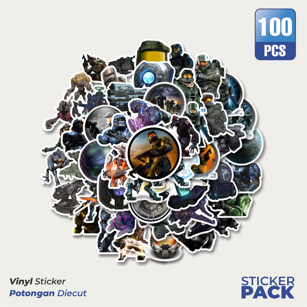 

MURAH 100 PCS Stiker Game Series Halo Karakter Mix 6 Waterproof Aesthetic- Untuk Laptop, Motor, dan Helm - Paper Stationery Pack