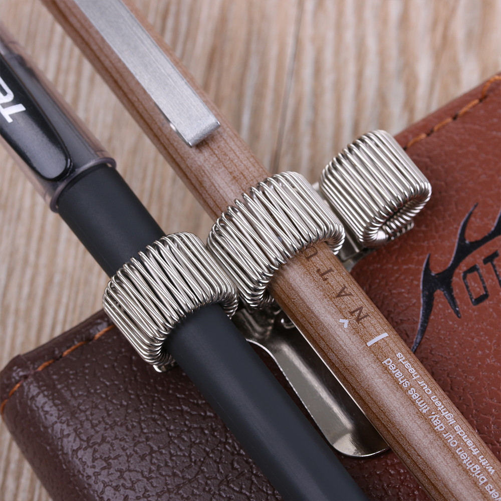 

Single/Double/Triple Hole Metal Pen Holder With Pocket Clip Notebook Pen Holder Office Book Clip Doctors Nurse Office Supplies