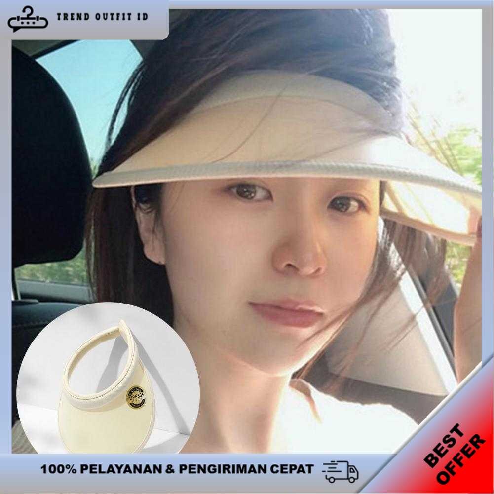 Topi Pantai Anti UV Wanita Sun Visor Hat PVC Breathable - SAN-21 [TREND Outfit ID]
