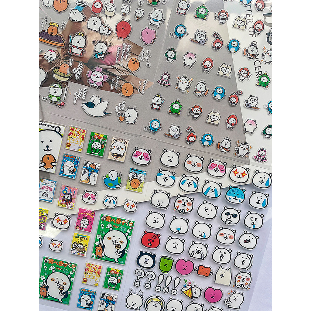 

Kawaii Joke Bear Stickers Transparent Waterproof Diy Scrapbook Stickers Decoration Aesthetic Stationery Gifts Pvc Nail Sticker