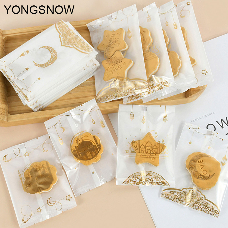 

50/100Pcs Hot Seal Nougat Candy Bag For Eid Mubarak Ramadan Kareem Decor Baking Cookies Packing Bags Islamic Muslim Party Supply