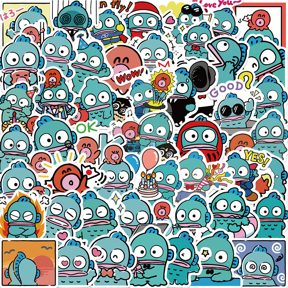 

10/30/50pcs Sanrio Ugly Fish Hanton Anime Stickers Cute Cartoon Graffiti Decals Phone Notebook Suitcase Funny Sticker Kids Toy