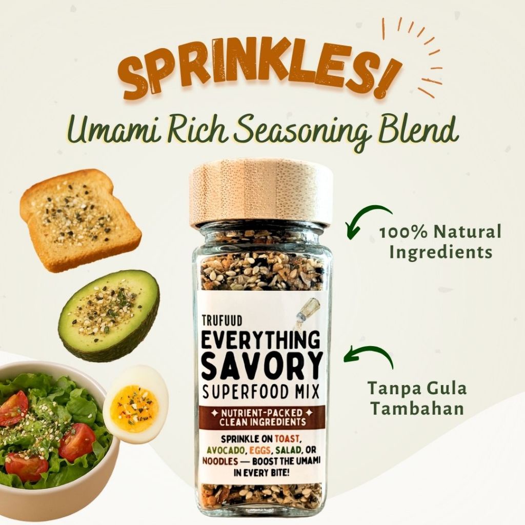 

TRUFUUD Bumbu Tabur Semua Rasa Wijen Umami Asin Gurih NO MSG Tanpa Pengawet Bumbu MPASI - Everything Savory Superfood Mix