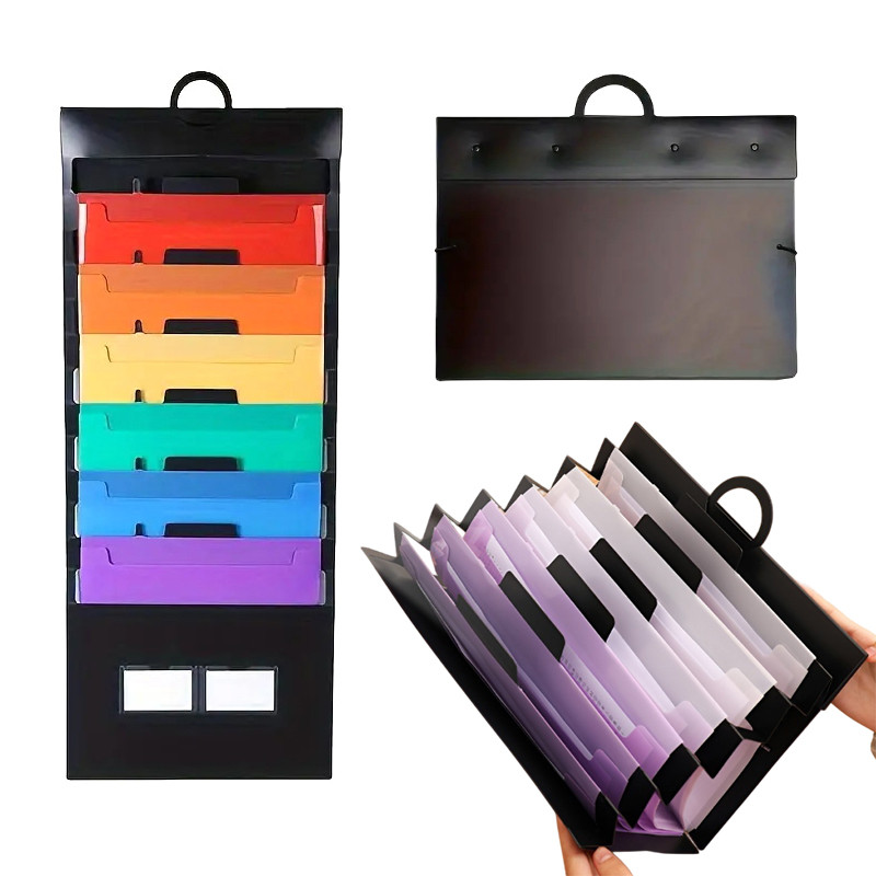 

1Pcs 6-pocket Hanging Folder Multi-color Hanging File Organizer Removable Hanging Paper Organizer