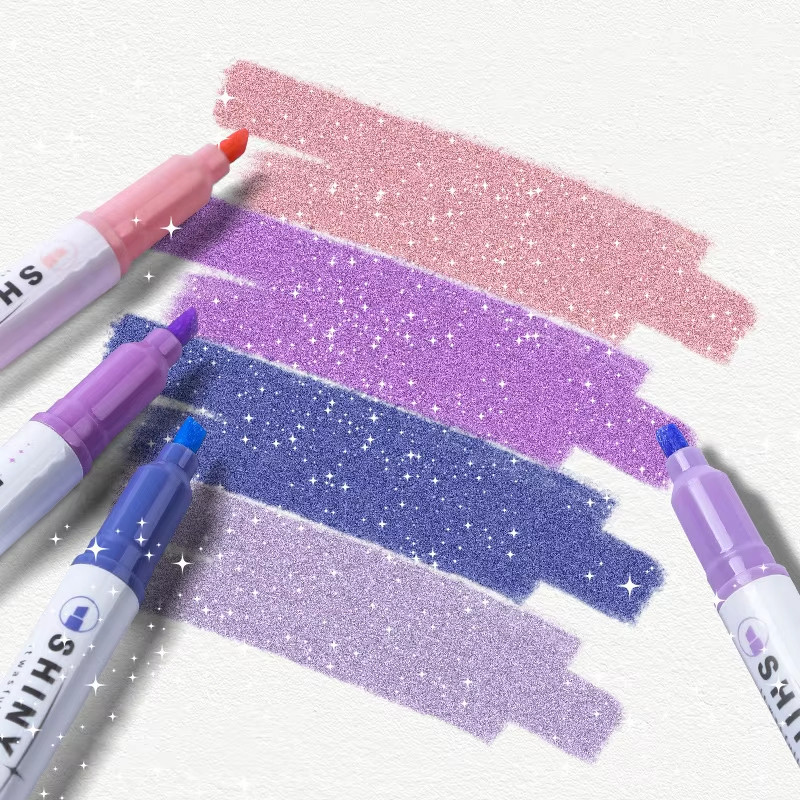 

4pcs Colors Highlighter Pens Glitter Highlighter Marker Kawaii Stationery Supplies Back to School Accessories For Girls Students