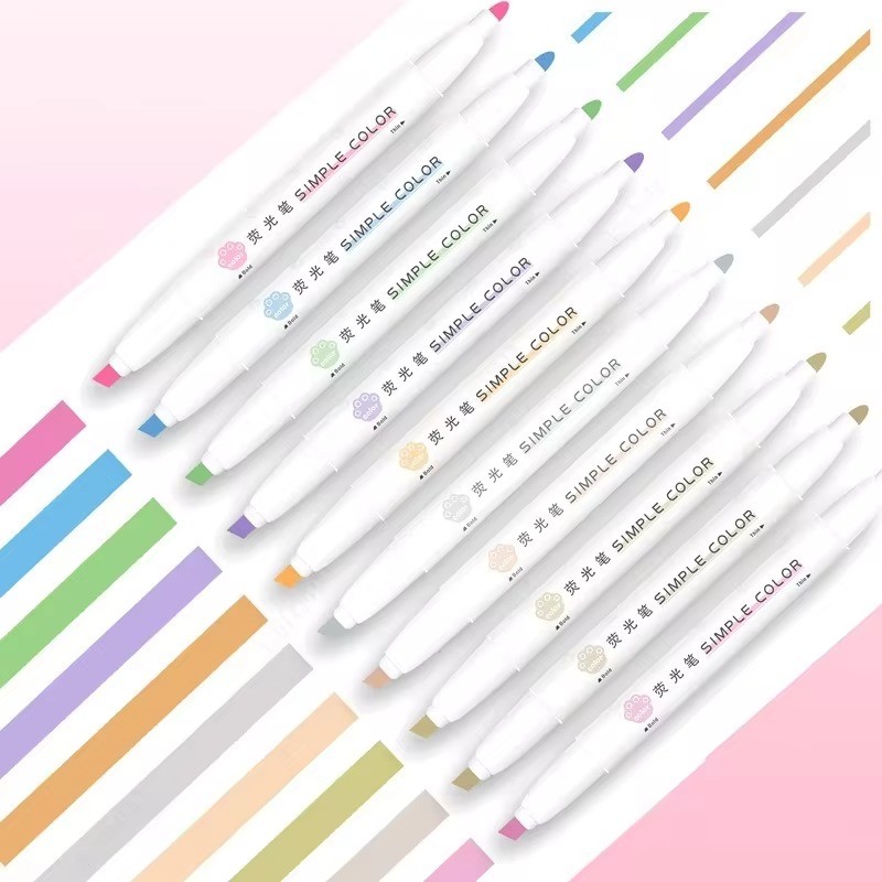 

Aesthetic Cute Pastel Double Tips Highlighters Set, 8 pcs, Quick Dry, No Bleed Bible for Bible Study Notes School Office