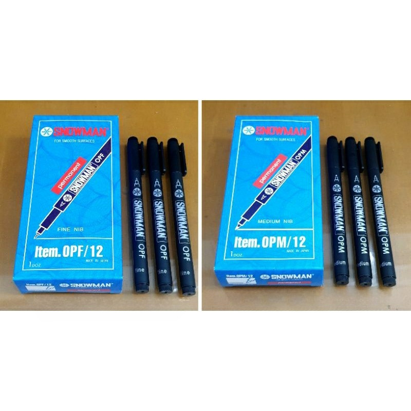 

( 12 Buah ) Spidol OHP Snowman OPM OPF Permanen Marker Hitam