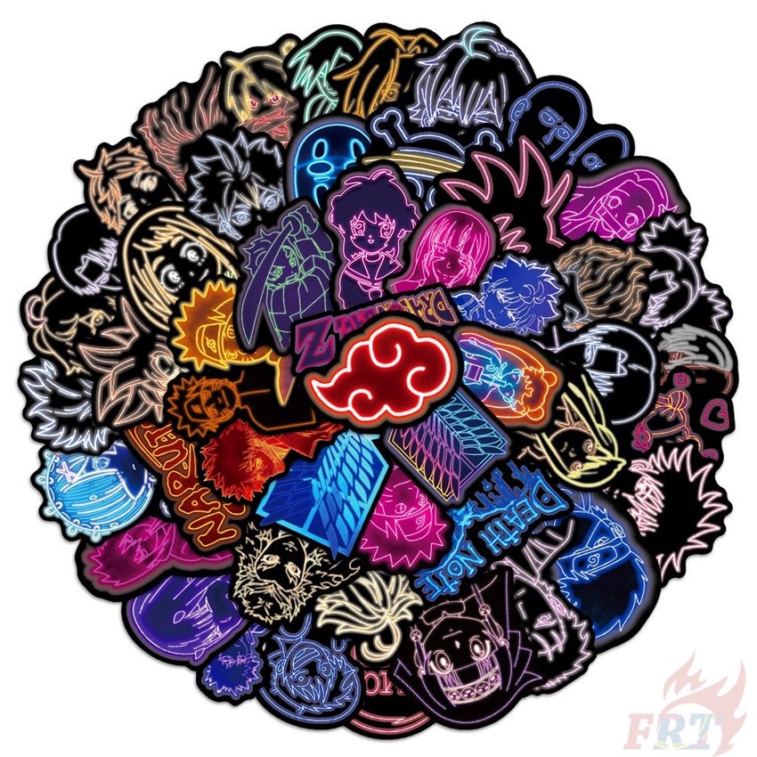 

25Pcs / Set Stiker Doodle Graffiti Motif Kartun Anime Klasik Warna Neon Campuran Tahan Air