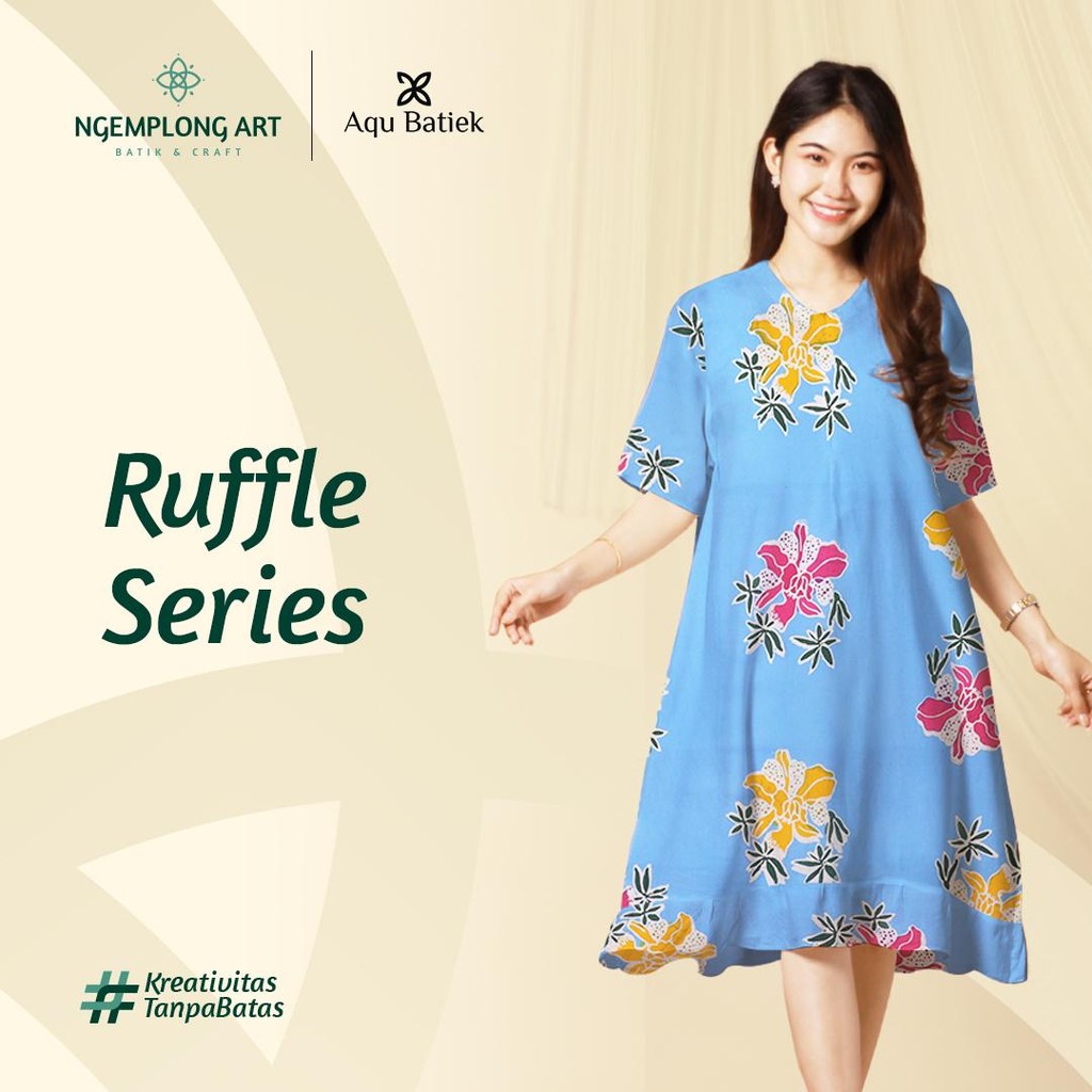 Ngemplong Art - Daster Batik Cap/ Daster Wanita Busui Rayon/ Baju Tidur Selutut Ruffle