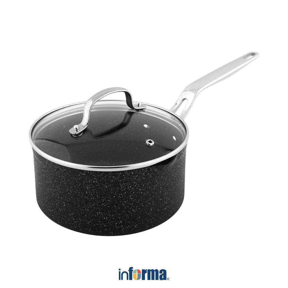 Informa Cooking Color 18 cm Logan Panci Saucepan - Hitam Pot Masak Kuah Sup Perlengkapan Dapur Peral