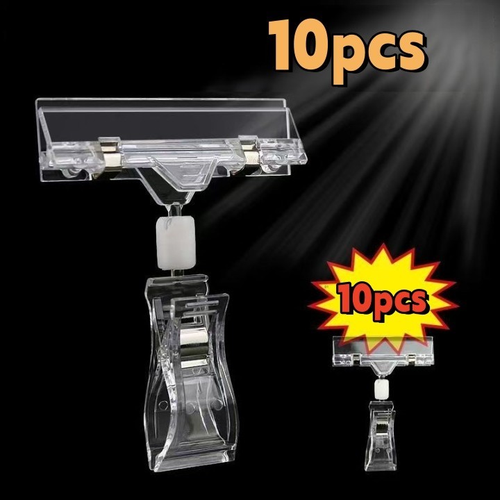 

10 pcs Kait Label Bening / Pemegang Promosi Akrilik/ Pemegang Label Klip / Pemegang Label Harga / Pemegang Promosi Akrilik