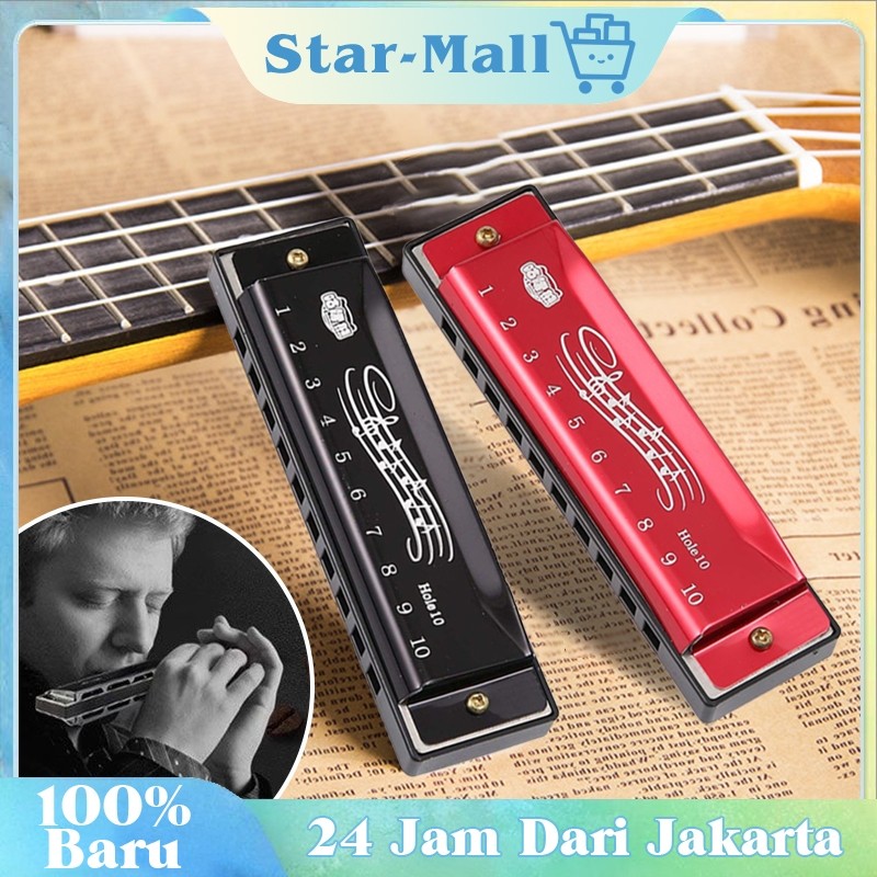 & Harmonika 10 Hole Alat Musik Harmonika Harmonika Chromatic *