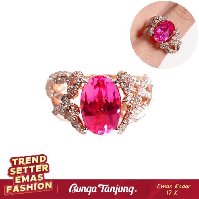 CINCIN KIARA PINK SAKURA PITA BLINK - EMAS 17K - BUNGA TANJUNG GOLD