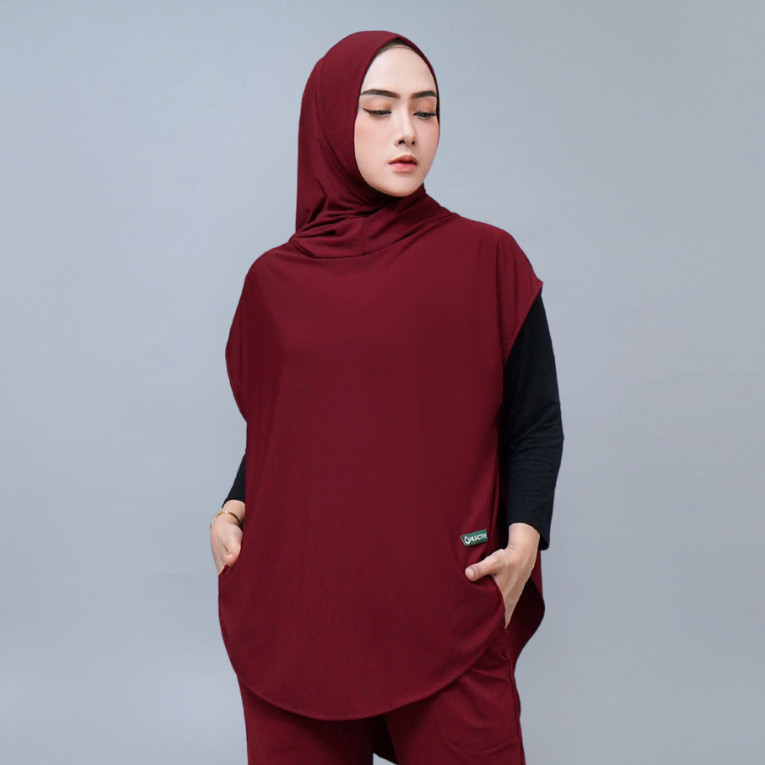 FHIRMAN.CO HIJACTIVE - Hijab Outer Sport Hoodie Olahraga Muslimah Menutup Dada Jersey Premium