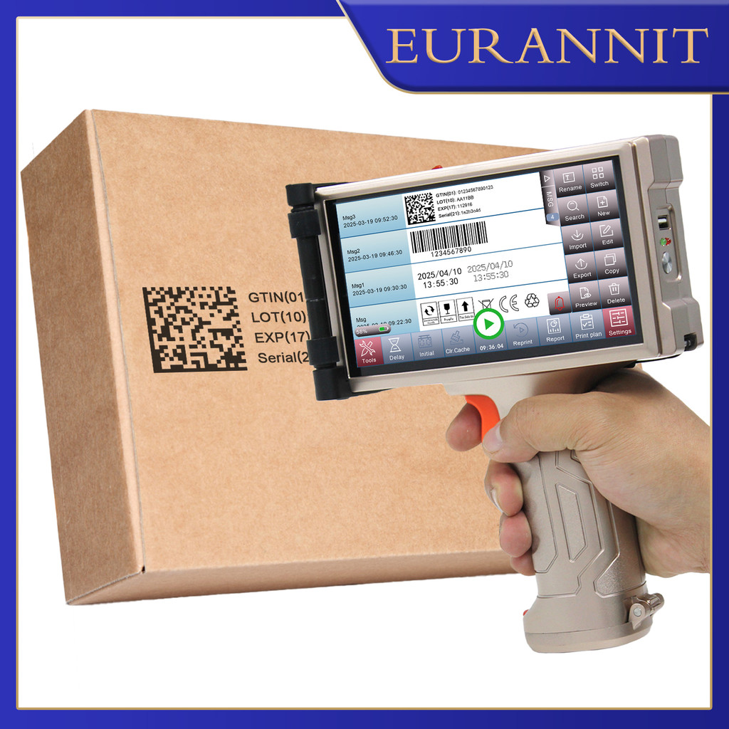 

EURANNIT PRX880 1200P Industrial Handheld Inkjet Printer with 6.5 In Tou screen for Text QR Code Logo Counter Bat Number