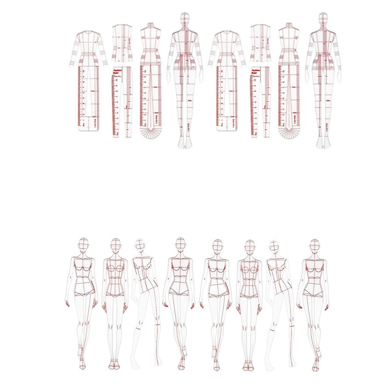 

Fashion Illustration Ruler Sketch Template Sewing Ruler Humanoid Pattern Measuring Clothes Durable B
