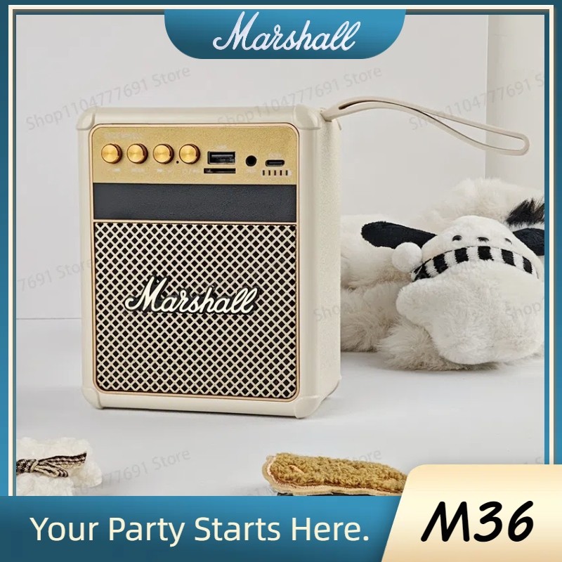 

Marshall M36 Wireless Bluetooth Speaker Subwoofer Stereo Bass Speaker IPX7 Waterproof Outdoor Portable Lanyard Speaker