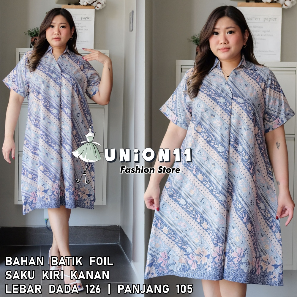 [𝗗𝘆𝗻𝗮𝗿𝗮] DRESS BATIK JUMBO WANITA / DRESS JUMBO WANITA LD 126 / BAJU JUMBO WANITA / BAJU KERJA WANIT
