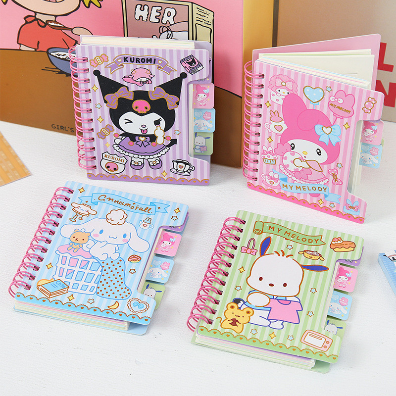 

Cute Diary Notebook A7 Anime Series Kawaii Kuromi Cinnamoroll Cartoon Portable Notebook Student Stationery Kids Gifts