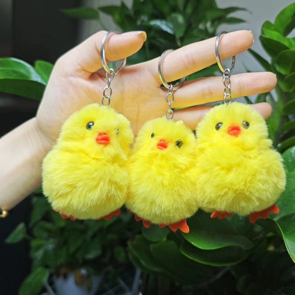 Gantungan Kunci Tas Anak Ayam Berbulu Plush Keychain Gantungan Kunci Lucu Imut Gemoy