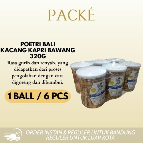 

Poetri Bali Kacang Kapri Bawang 320g - 1 BALL / 6 PCS / Cemilan Kacang Kapri Rasa Bawang