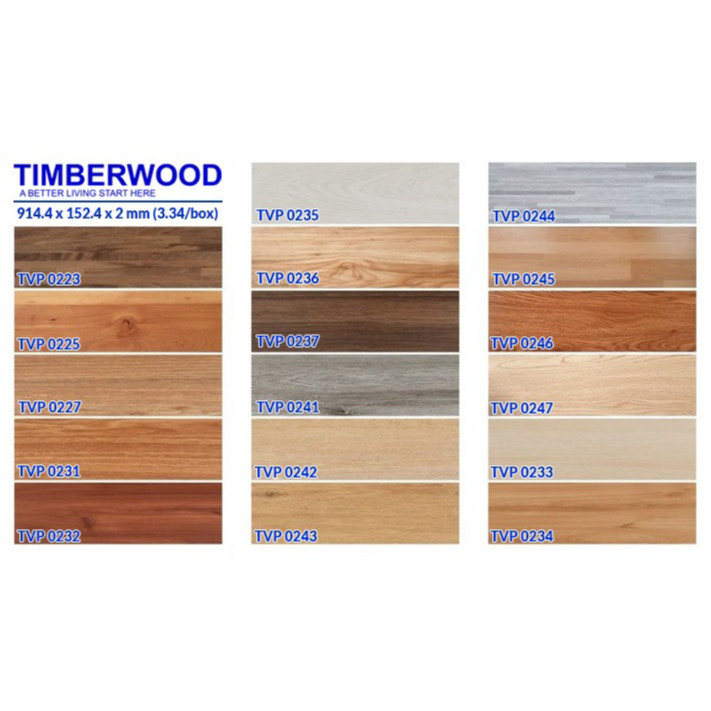Lantai Vinyl Timberwood 2mm | Lantai Kayu Wood Flooring Vinyl 1 BOX ISI (24pcs) Kayu High Quality