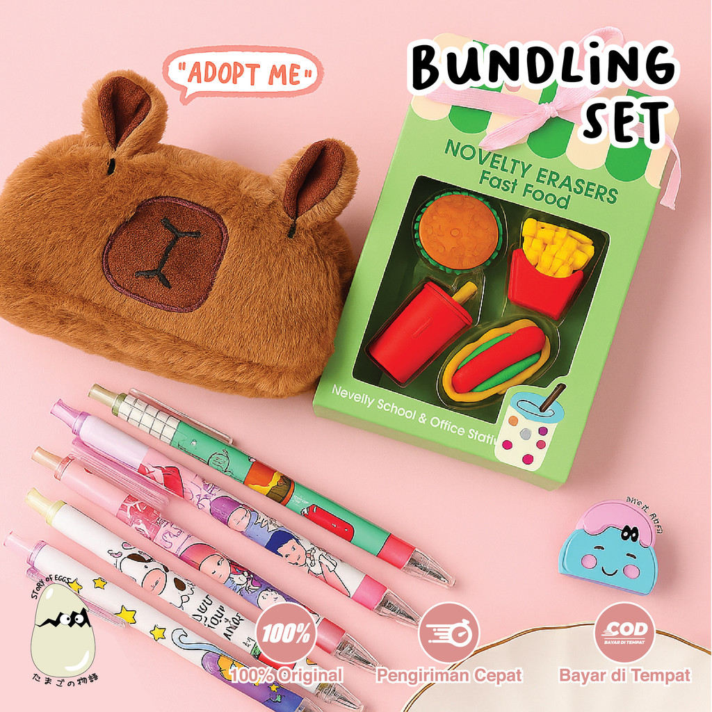 

Bundling l Capybara l Alat Tulis Set l Alat Tulis l Kotak Pensil l Pen l Pengapus l Pencil Case