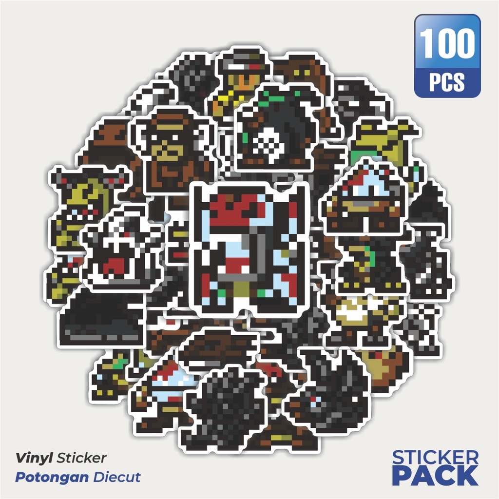 

100 PCS STIKER Stiker Pixel Digimon V38 Waterproof Aesthetic- Untuk Laptop, Motor, dan Helm - Paper Stationery Pack