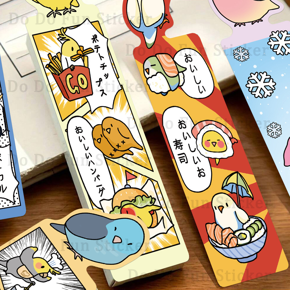 

30PCS Cartoon Cute Parrot Manga Bookmarks Fun DIY Creative Paper Books Page Marking Card Bookmark