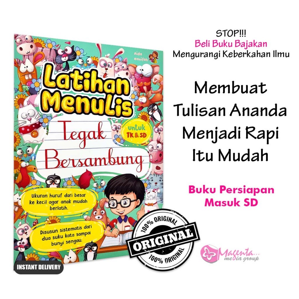 Buku Belajar Menulis - Latihan Menulis Tegak Bersambung Untuk TK & SD