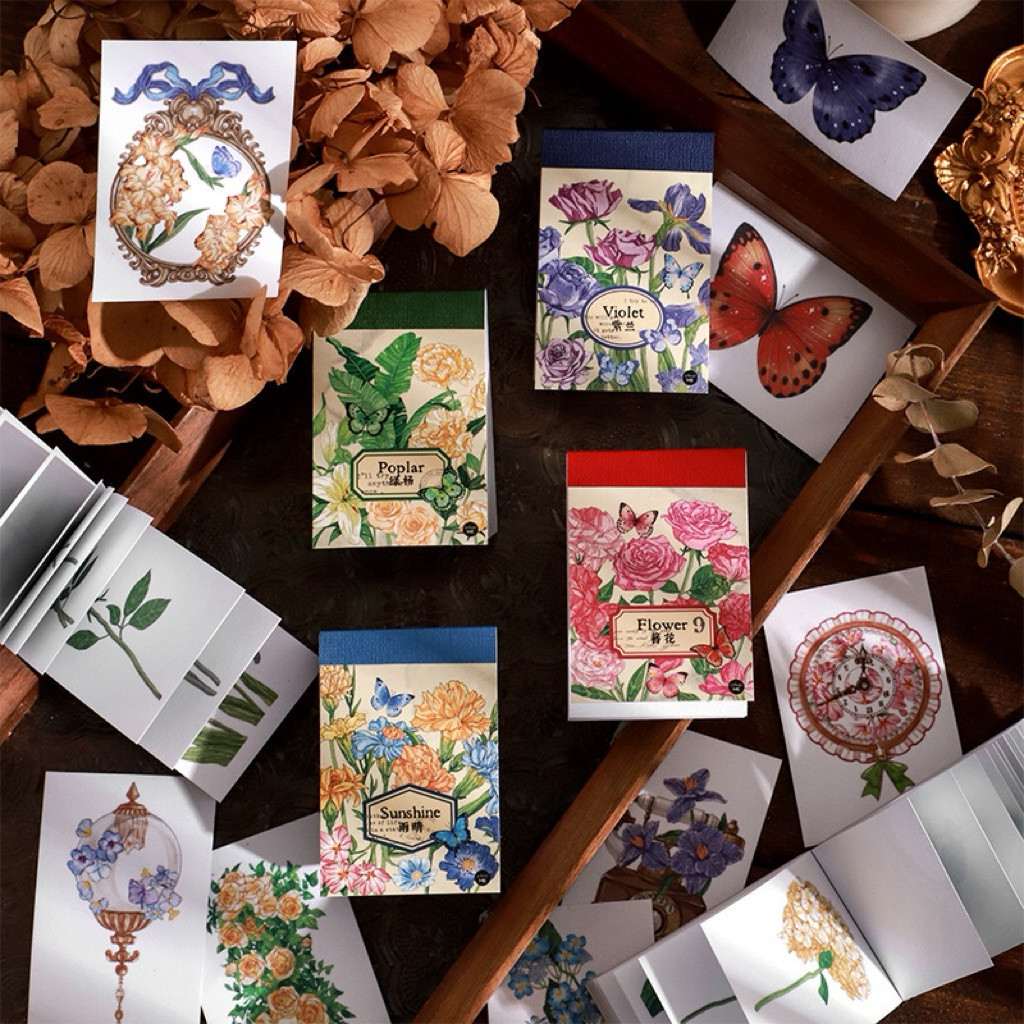 

Journamm.id Buku stiker kertas Jepang Infeel.Me seri Zuihuayan bahan dekorasi buku catatan tanaman bunga retro