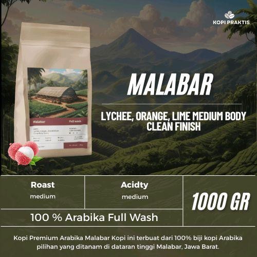 

ROASTED BEANS ARABIKA FULL WASH MALABAR 1000 GR | 1 KG | BIJI KOPI SANGRAI | Coffee - GILING HALUS