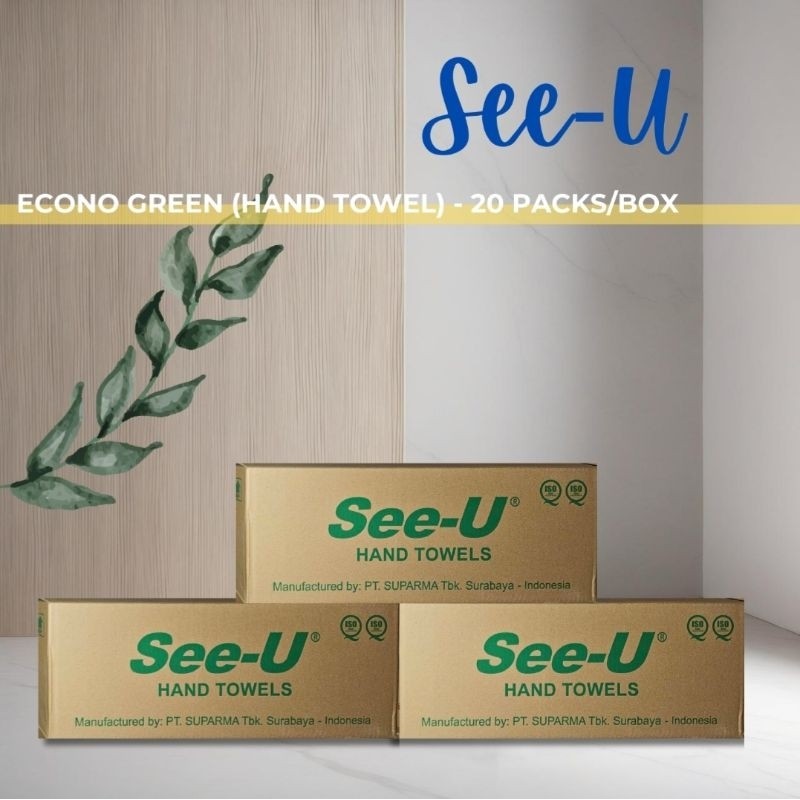 (Paket 1 Dus) SeeU Econo Green (Hand Towel) - 20 Packs -Tissue -1 Box - Tissue SeeU - SeeU
