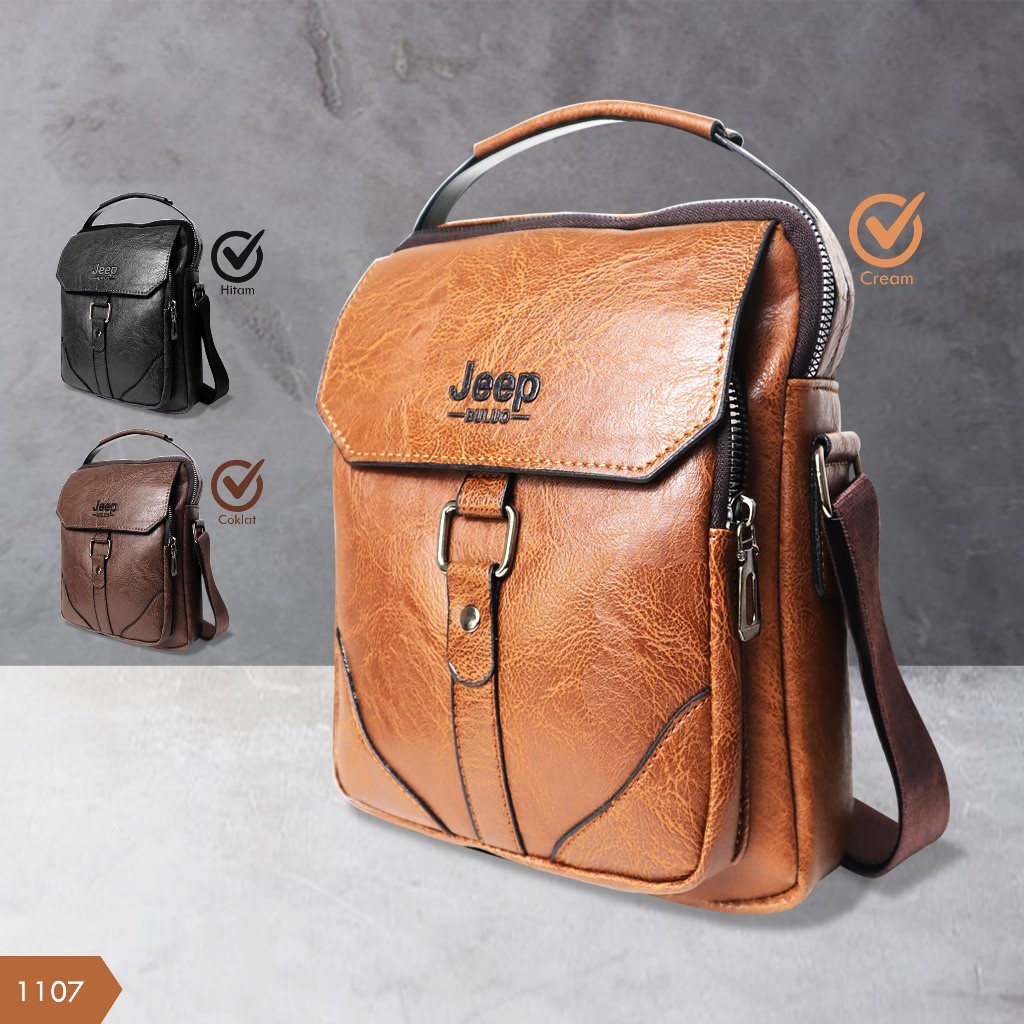 MK87YH Tas Selempang Pria Kulit Sling Bag Premium Tas Messenger Anti Air Currenos Tas Jeep Selempang