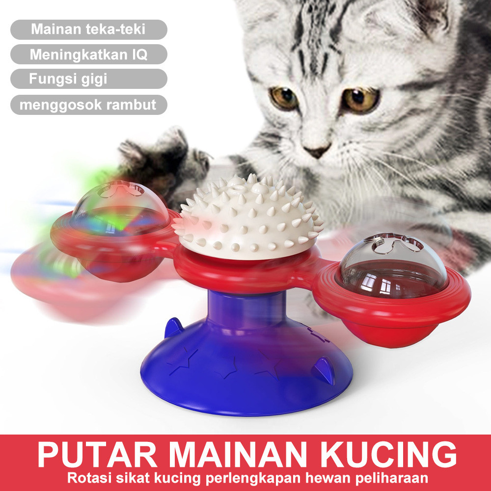 Kucing Lampu Berputar Otomatis Kincir Putar Angin Mainan