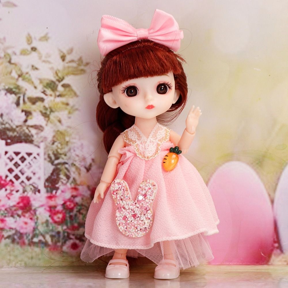 BJD Doll Big Eyes 16cm BJD Doll 1/12 Scale 16cm Figure Movable BJD Doll Sweet Movable Cute Face BJD 